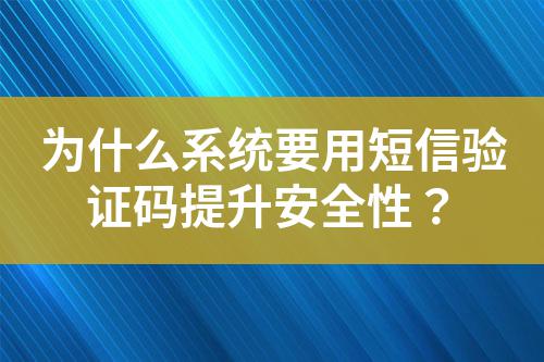為什么系統要用短信驗證碼提升安全性？