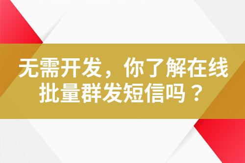 無需開發，你了解在線批量群發短信嗎？